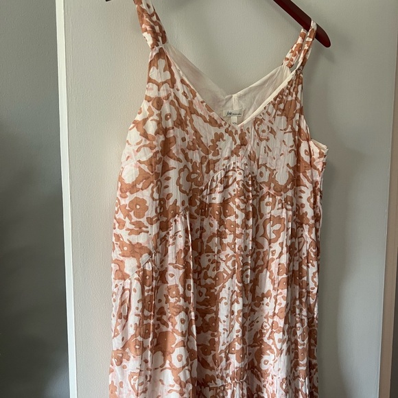 Joie Cream and Tan with pink Floral Maxi Dress - Picture 4 of 9